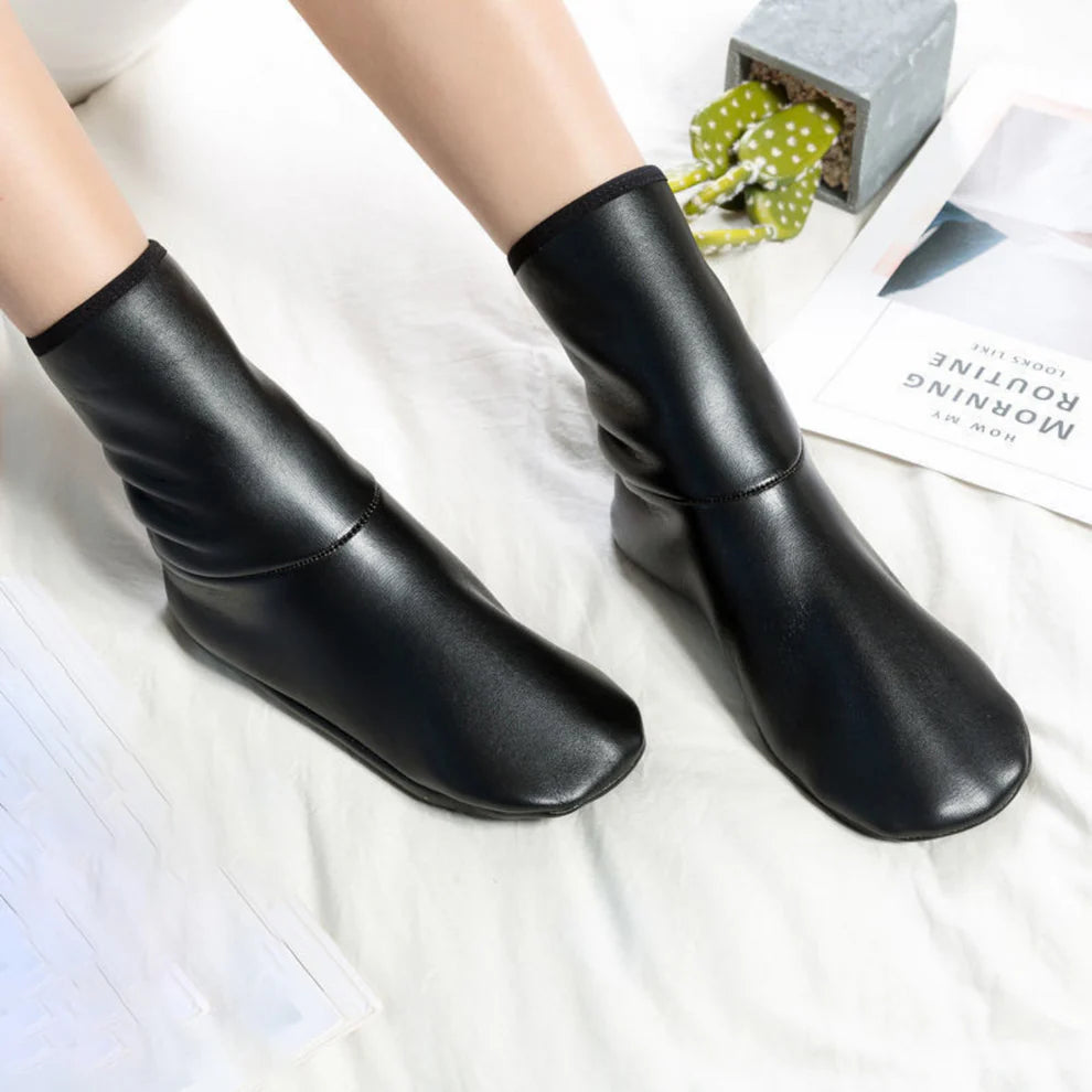 Winter Fuzzy Leather Sleep Socks